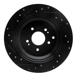 Hyundai Veracruz Brake Rotor (1) - Rear Right - R1 Concepts - Drilled & Slotted - Black - `07-`12